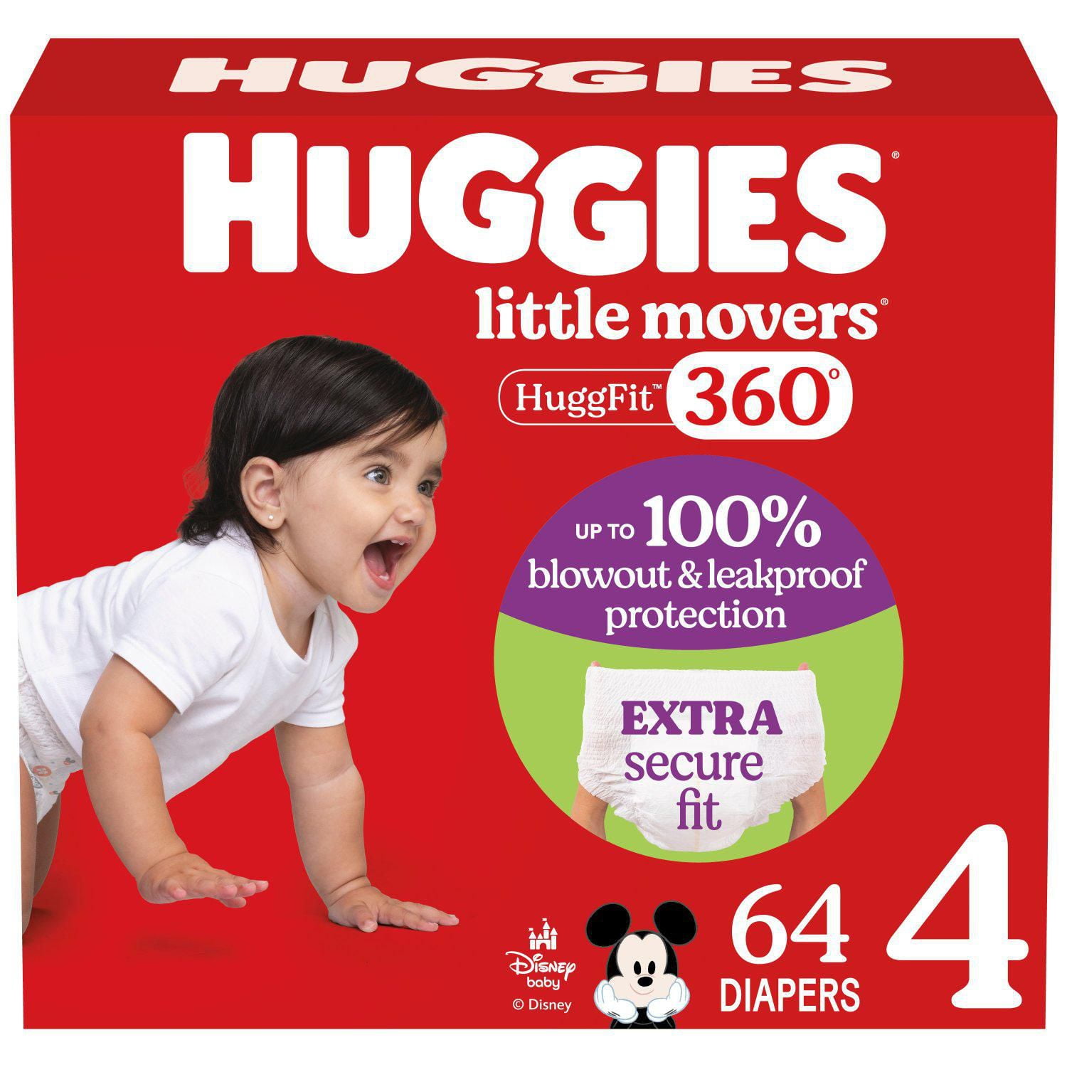 Huggies Little Movers HuggFit 360° Baby Diapers with 360° Waistband, Giga, Size 3-7, Count 76-44, HUG LM HF GIGA DPR S3-7|Count 76-44