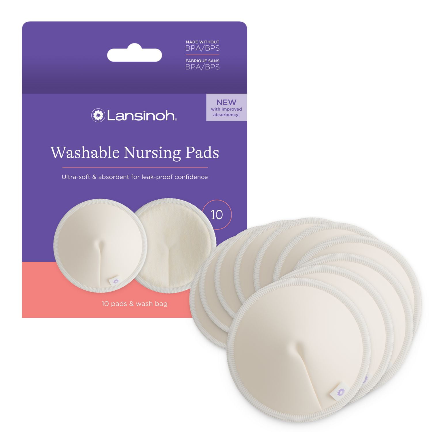 LANS WASHABLE NURSING PADS 10CT , Pads for leak-proof confidence