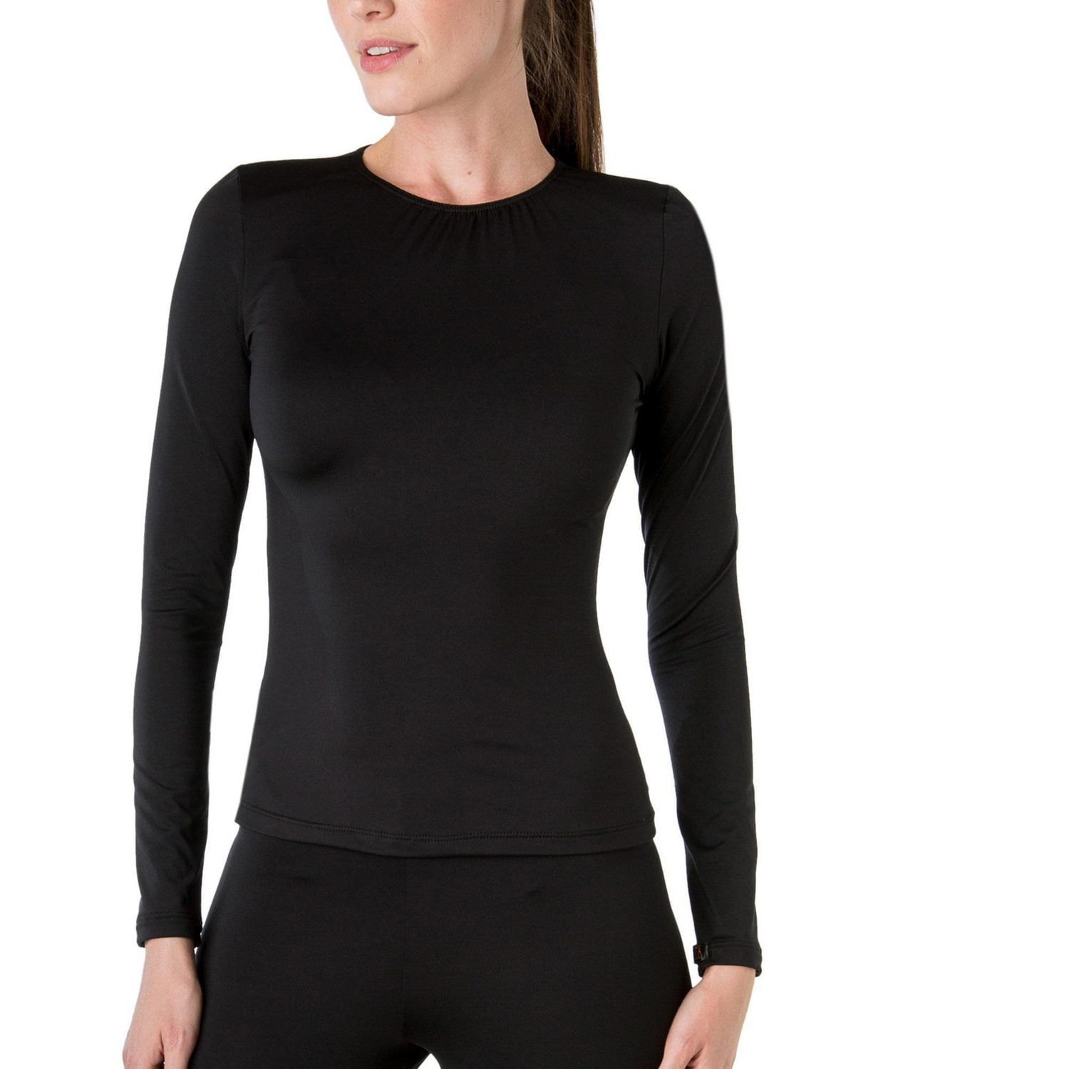 Haut isotherme à encolure ras du cou et manches longues en microfibre Elita pour femme