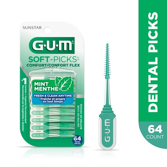 GUM® Soft-Picks® Comfort Flex Mint Dental Picks, With Fresh Mint Flavor, Travel Case