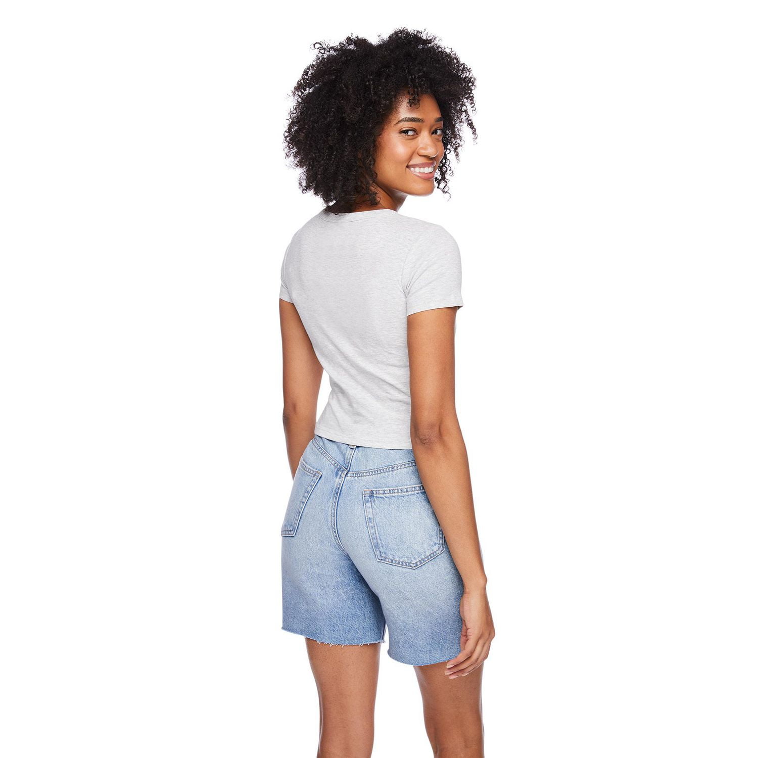 No Boundaries Women's Rib Baby Tee, Sizes XS-XXL
