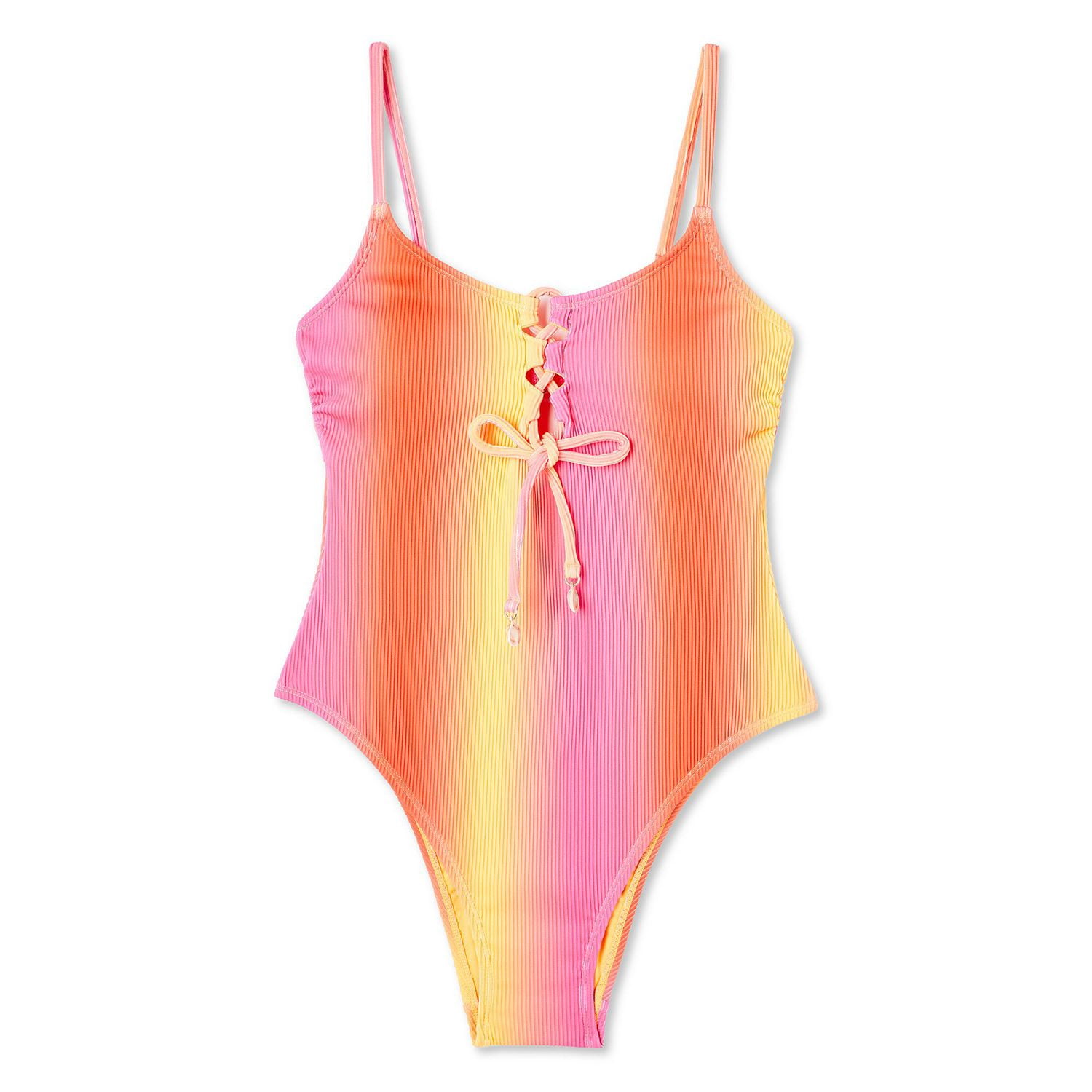 No Boundaries Women's Lace-Up Swimsuit 1-Piece