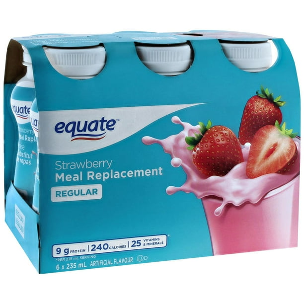Equate Strawberry Meal Replacement, 6 x 235 mL Walmart.ca