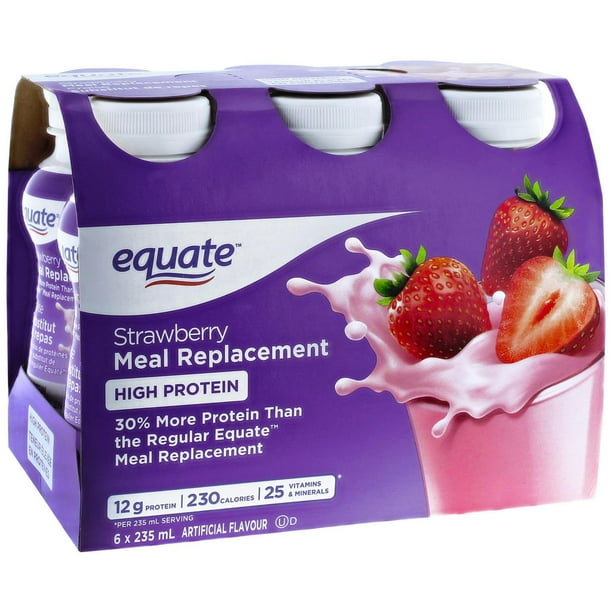 Equate High Protein Strawberry Meal Replacement, 6 x 235 mL Walmart.ca