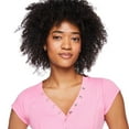 thumbnail image 4 of No Boundaries Women's Rib Henley Tee, 4 of 6
