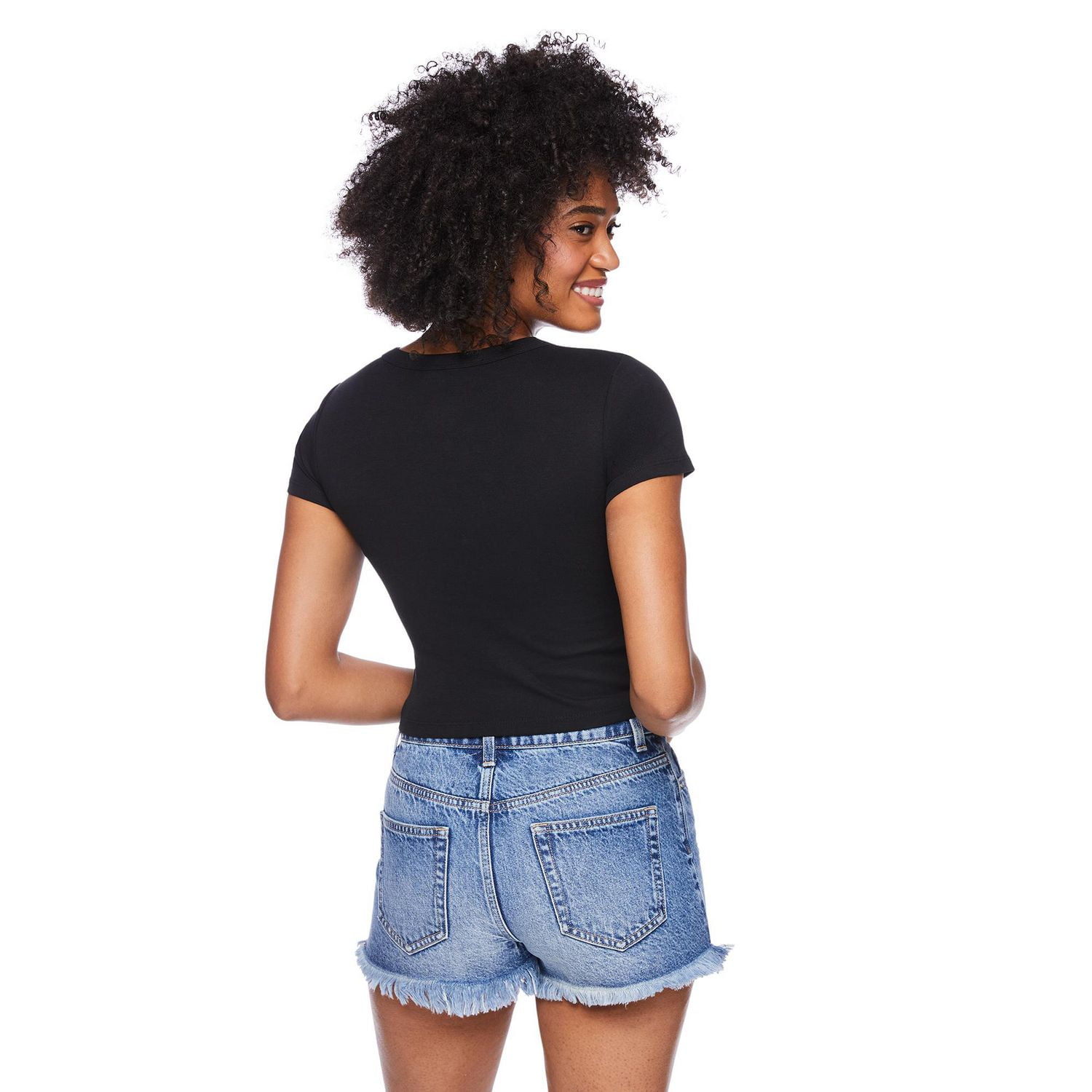 T-shirt côtelé coupe bébé No Boundaries pour femmes