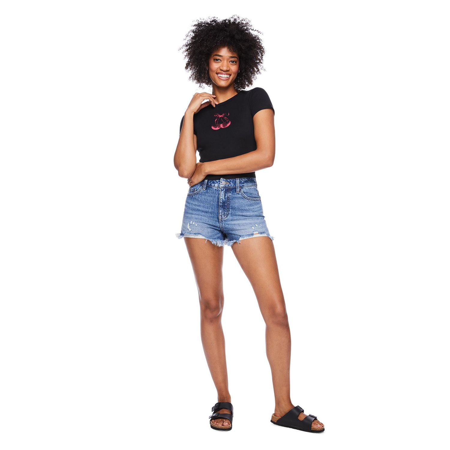 No Boundaries Women's Rib Baby Tee, Sizes XS-XXL
