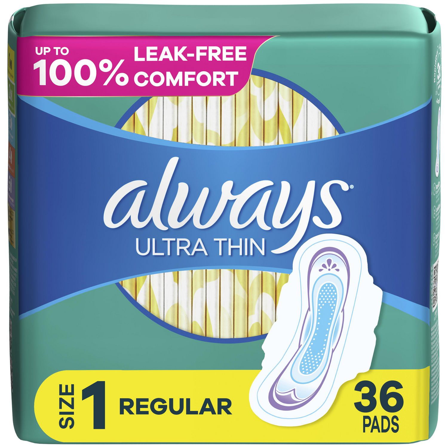 Always Ultra Thin Pads Size 1 Regular Absorbency Unscented with Wings ...