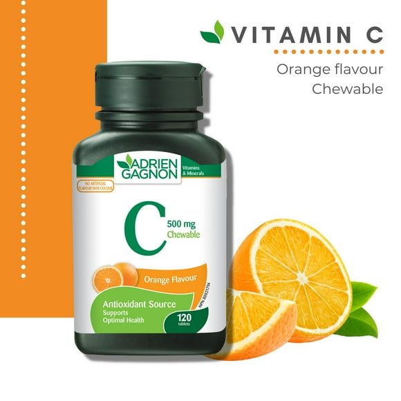 Adrien Gagnon-Orange Chewable Vitamin C, 500 mg, 120 tablets