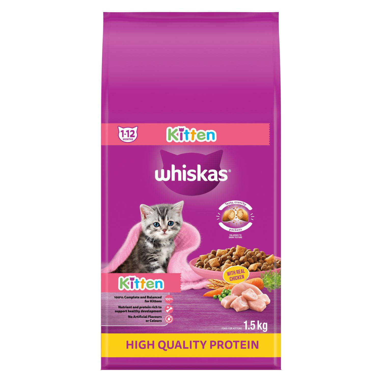 Whiskas Kitten High Protein with Real Chicken Dry Cat Food