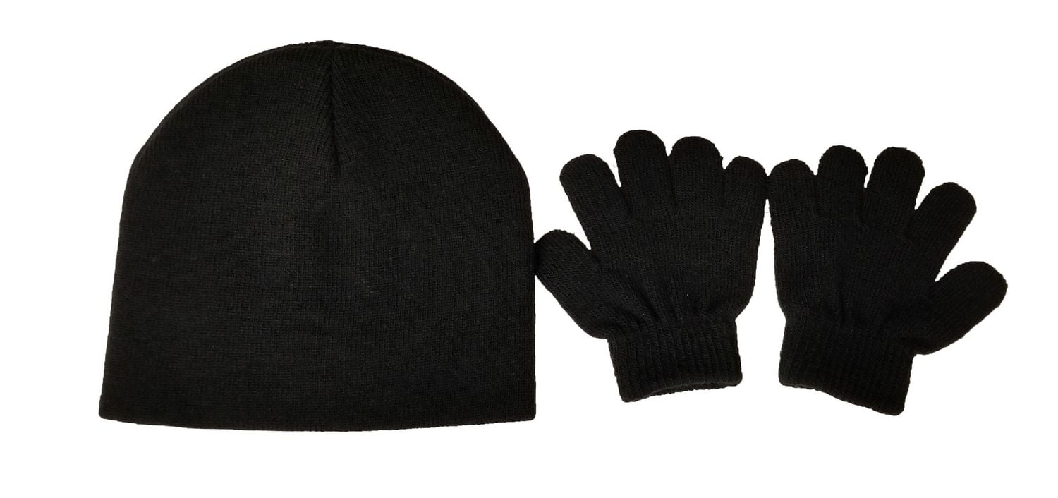 BOYS BLACK HAT/GLOVE SET