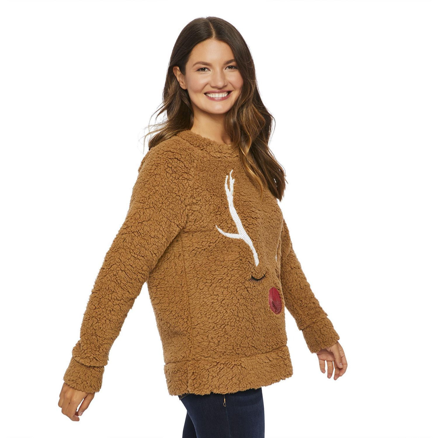 Haut de Noël affreux George en Sherpa à paillettes pour dames