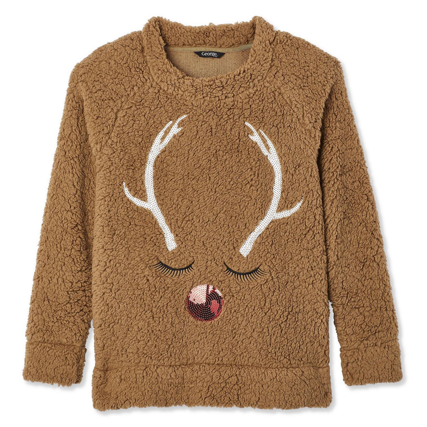 Haut de Noël affreux George en Sherpa à paillettes pour dames
