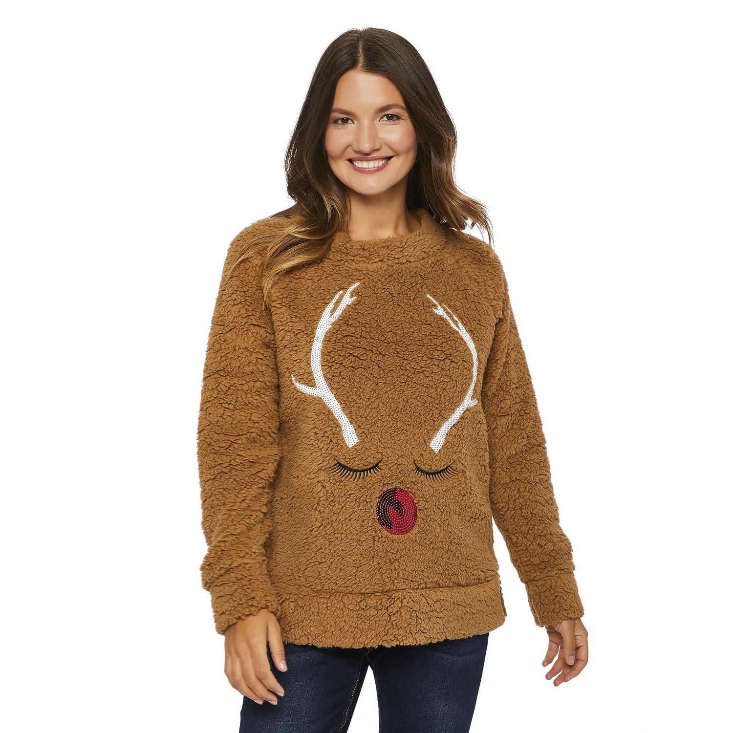 George Ladies Ugly Christmas Embellished Sherpa Tops