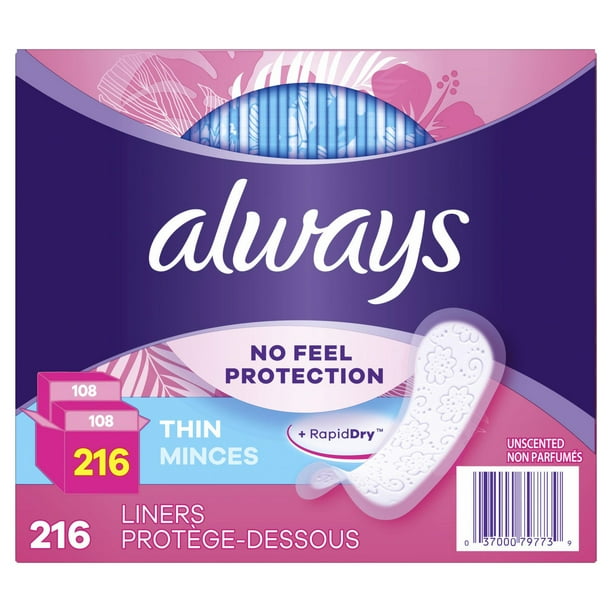 Always Thin Daily Wrapped Liners, Unscented, 162 count (Pack of 1) : :  Health & Personal Care