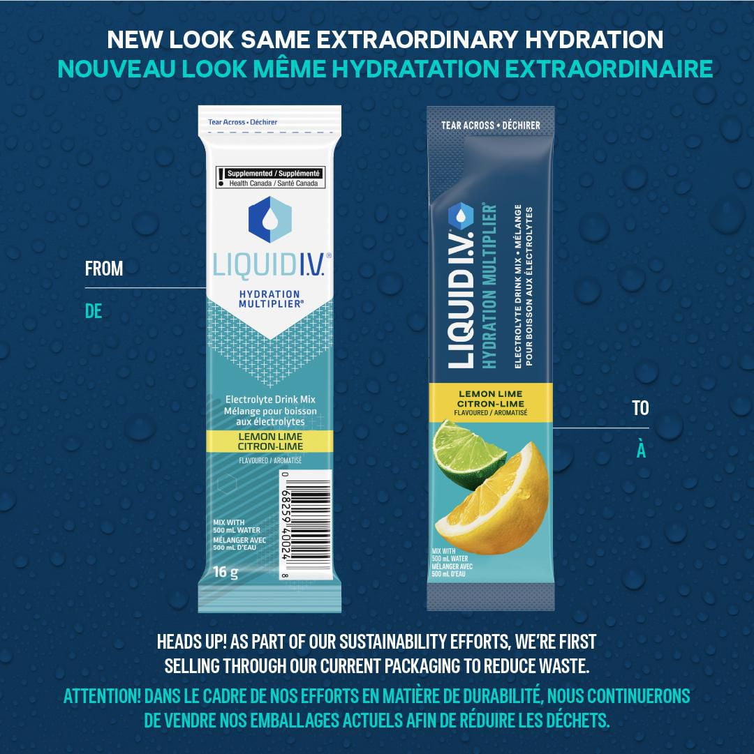 Mélange pour Boisson aux Électrolytes Liquid I.V.  Hydration Multiplier Citron-Lime 16g Mélange/6 unités