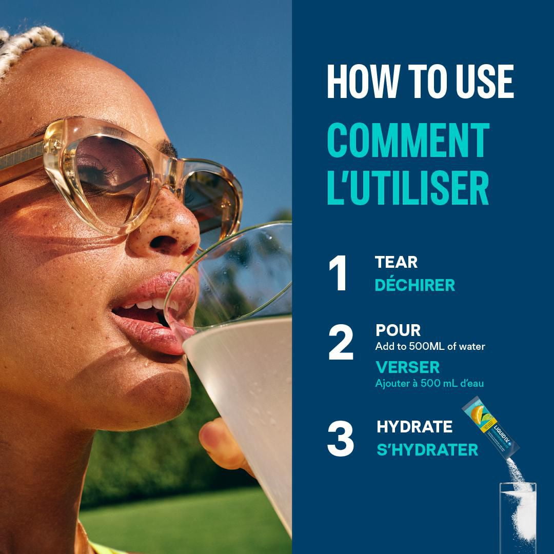 Mélange pour Boisson aux Électrolytes Liquid I.V.  Hydration Multiplier Citron-Lime 16g Mélange/6 unités