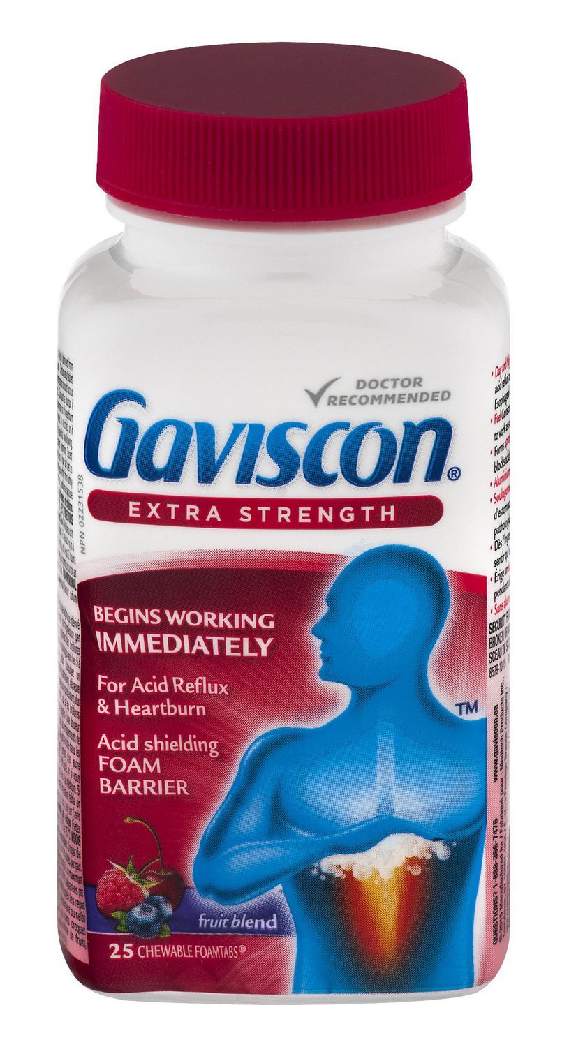Gaviscon Extra-Fort Foamtabs un Croquer Mélange de Fruits Gaviscon extra Fort à Mâcher Foamtabs, Comprimés Antiacides Montrés avec Boîte et Trois Comprimés Blancs Ronds, Variante de Comprimés Aromatisés aux Fruits Étiquetée pour une Action Rapide, une Durée Longue pour les Brûlures d'Estomac et un Soulagement du reflux Acide; Mâcher 2–4 Comprimés Tel Qu'indiqué.