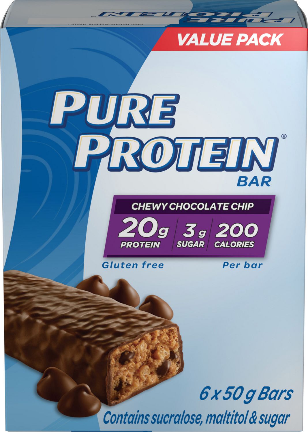 Pure Protein Chewy Chocolate Chip Value Pack, 6 x 50g 