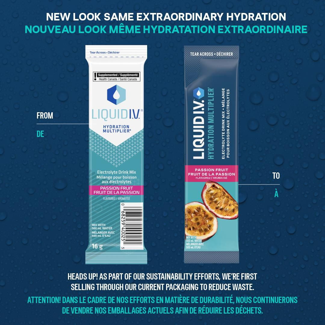 Mélange pour Boisson aux Électrolytes Liquid I.V. Hydration Multiplier Fruit de la Passion 16g Mélange/6 unités