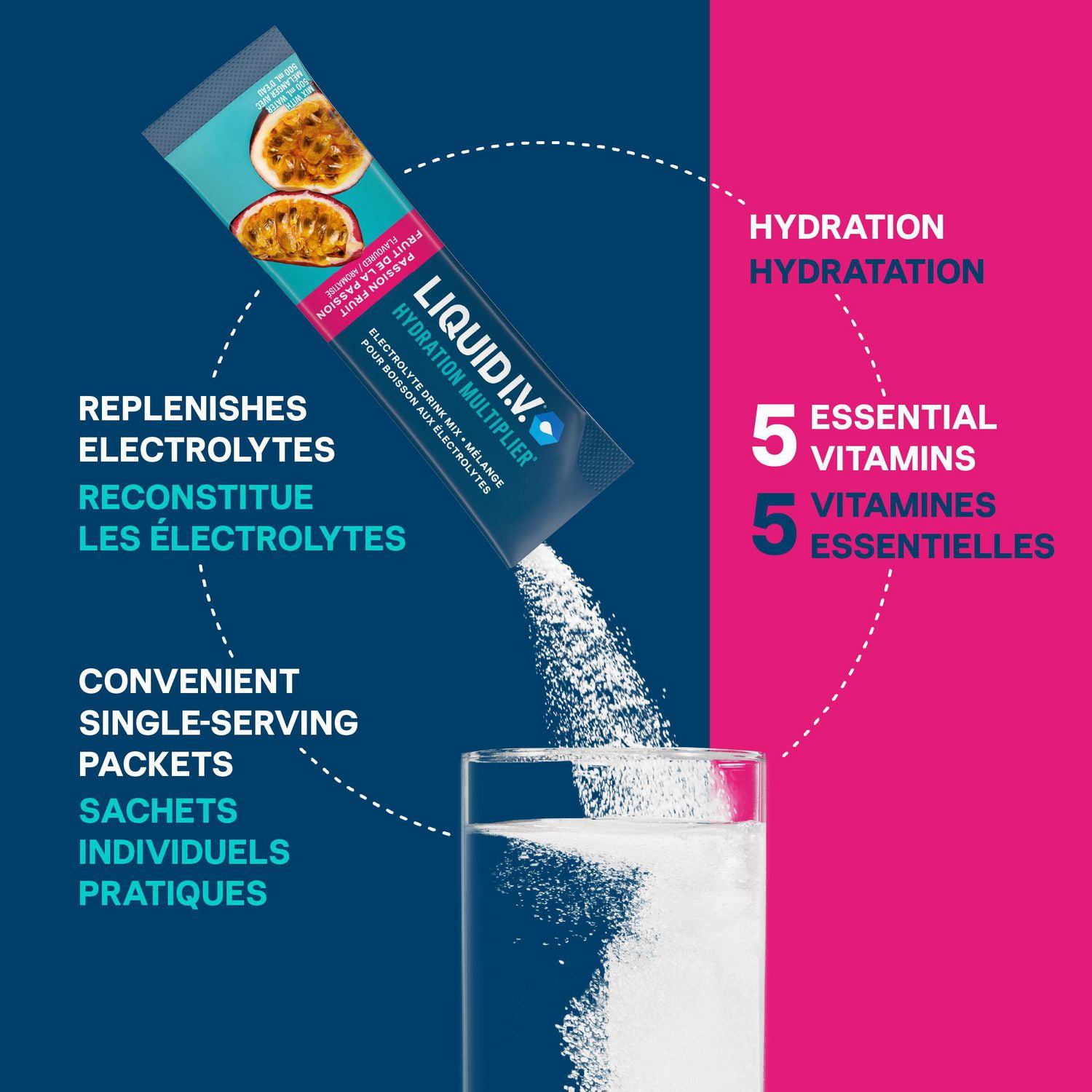 Mélange pour Boisson aux Électrolytes Liquid I.V. Hydration Multiplier Fruit de la Passion 16g Mélange/6 unités