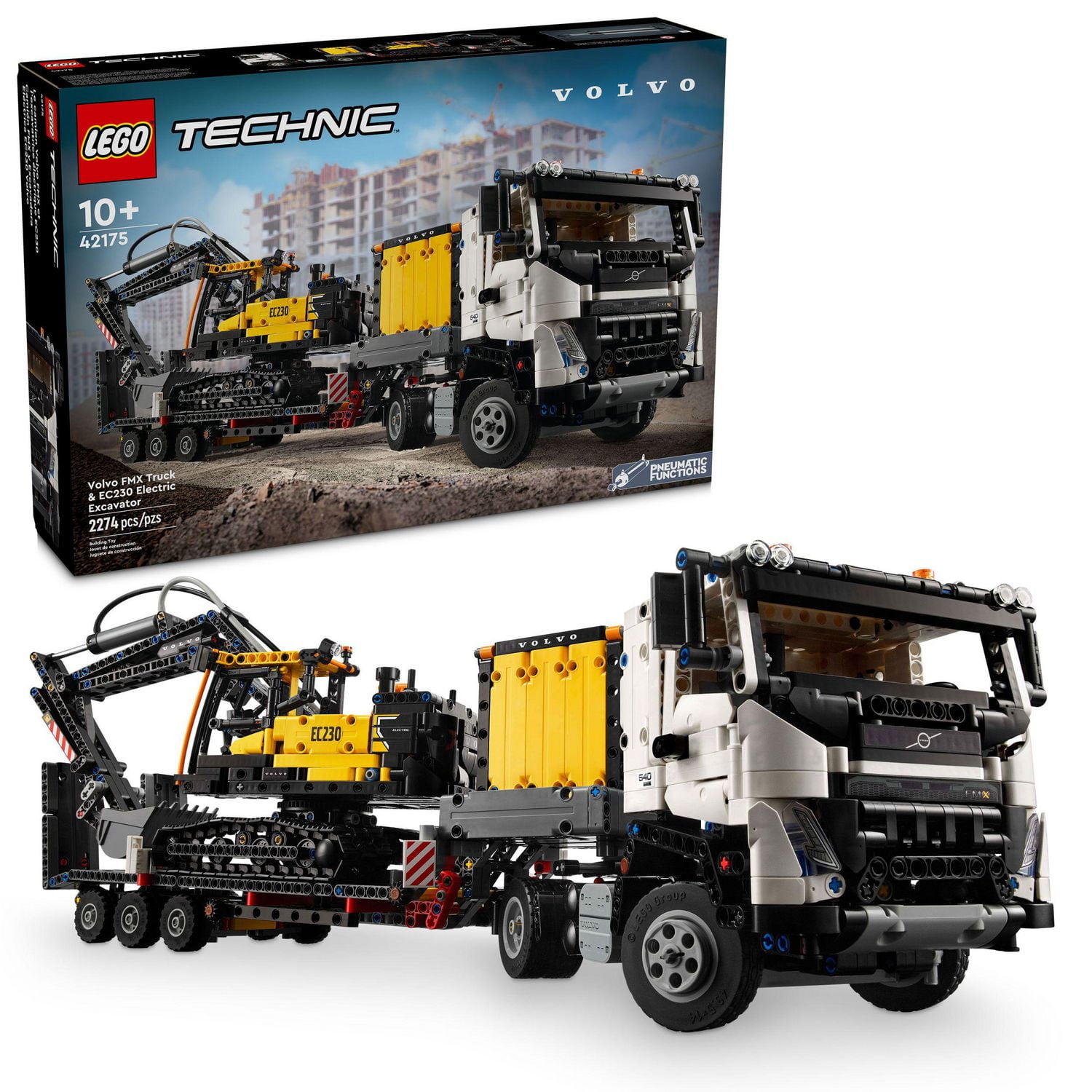 LEGO Technic Volvo FMX Truck EC230 Electric Excavator Building Toy Volvo Truck Toy for Kids 42175 Walmart