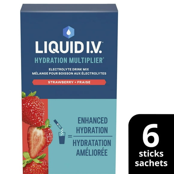 Liquid I.V. Strawberry Hydration Multiplier Electrolyte Drink Mix, 16g Mix/6 units