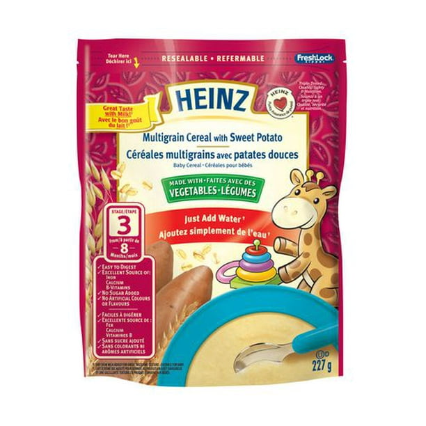 Céréales multigrain Heinz pour bébé avec patates douces