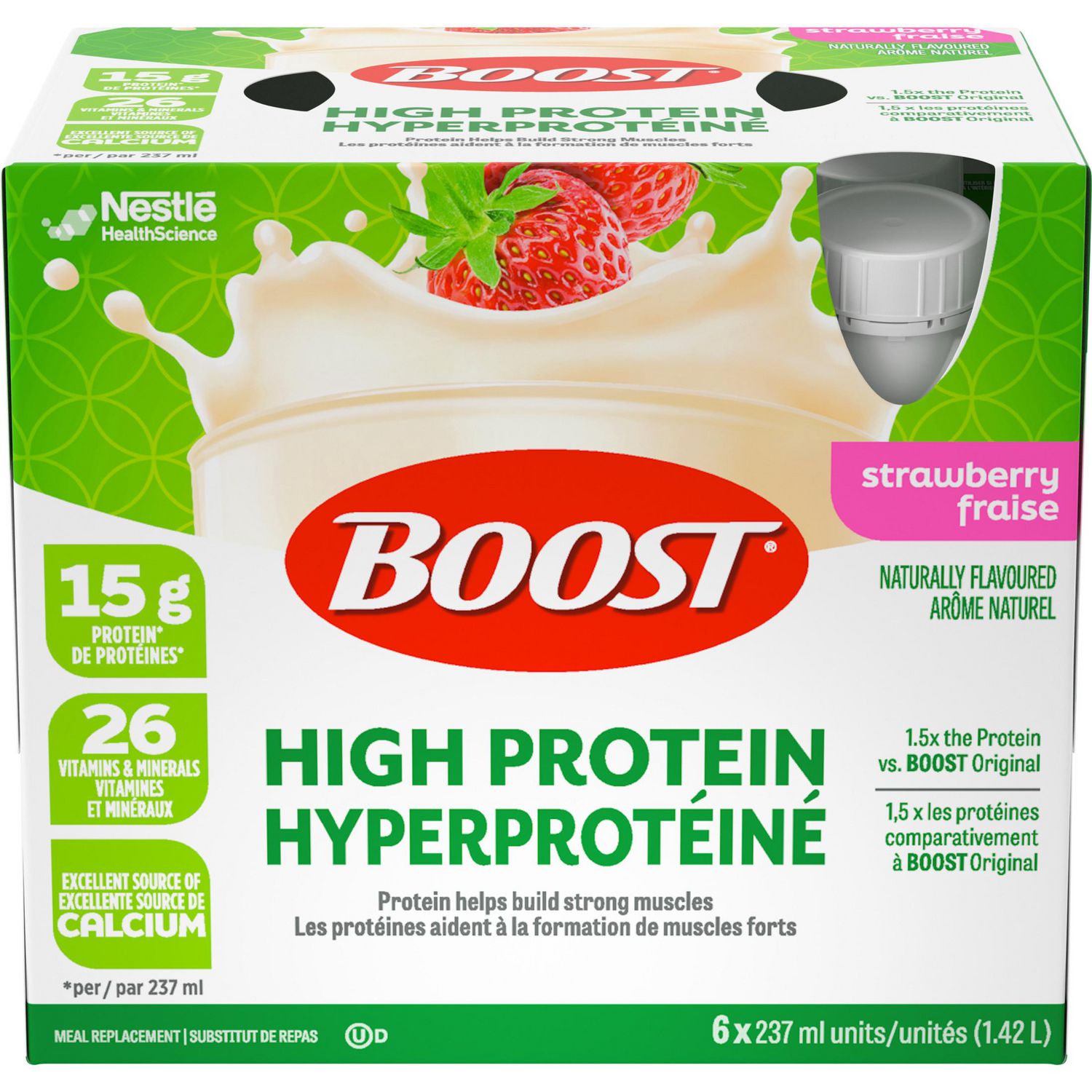 Boost HIgh Protein Meal Replacement Drink - Strawberry 6x237 ML