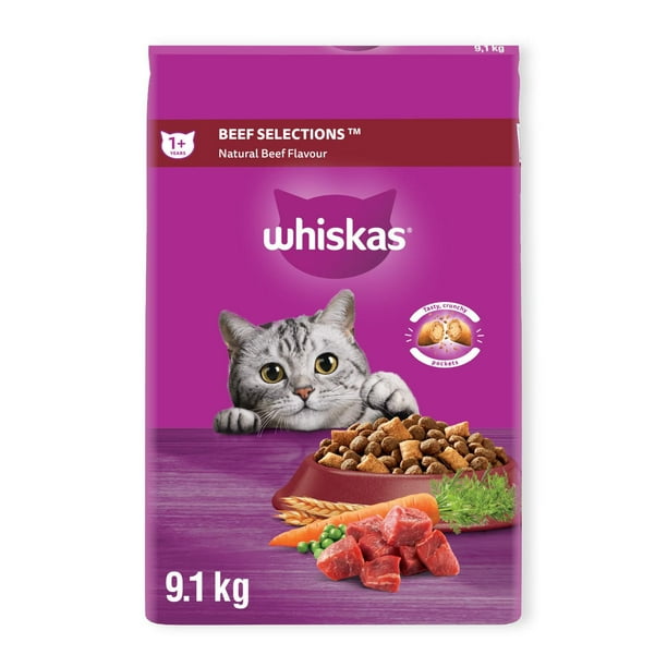 Nourriture sèche pour chats WHISKAS Sélections de bœuf Protéines de haute  qualité avec arôme naturel de bœuf 2 - 9.1kg