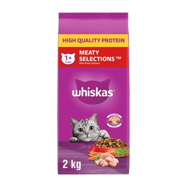 Nourriture sèche Sélections de viande avec poulet véritable de Whiskas pour chats adultes 2 - 9,1 kg