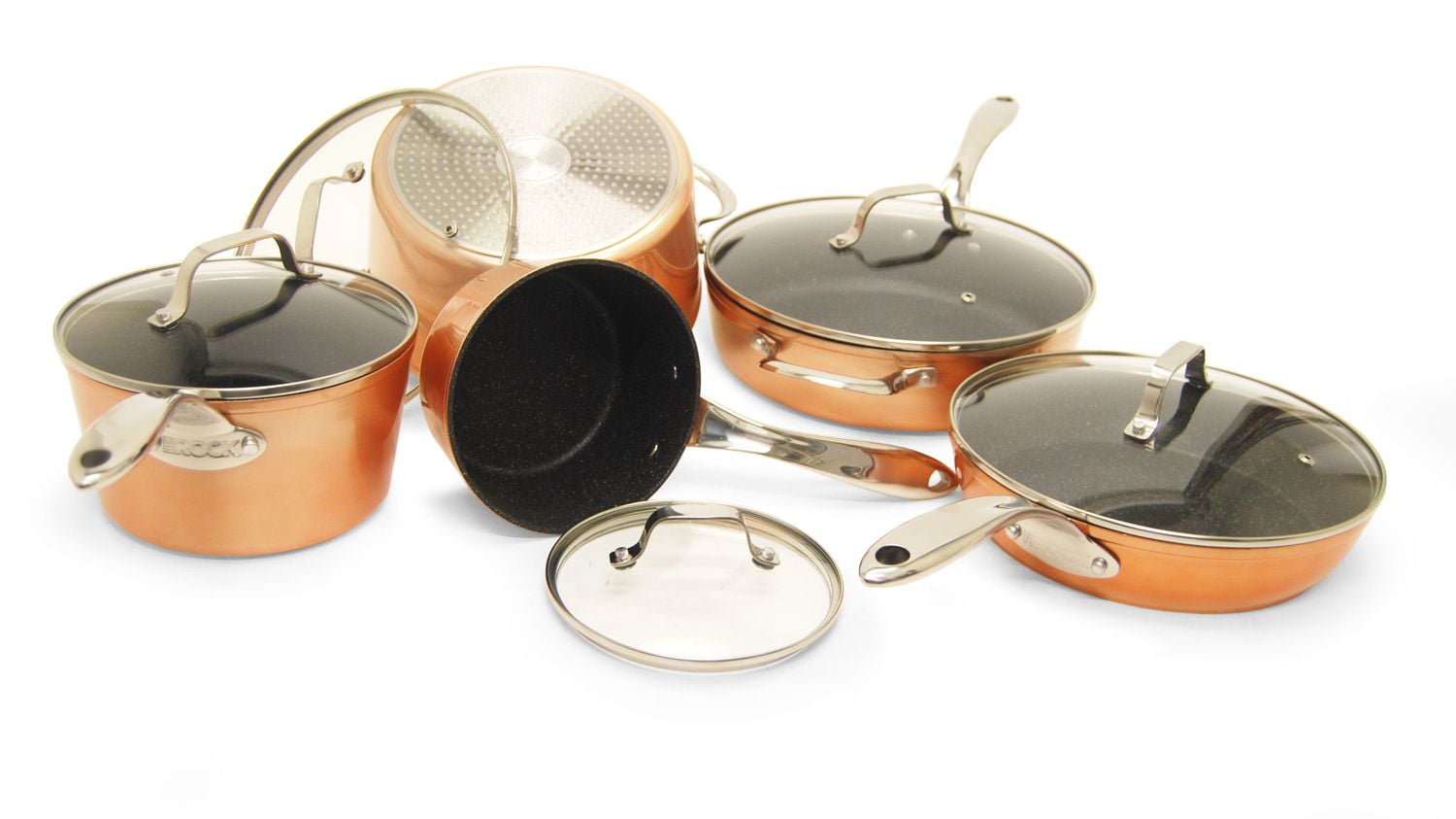 Batterie De Cuisine De 10 Pieces The Rock De Starfrit A Fini Cuivree Walmart Canada