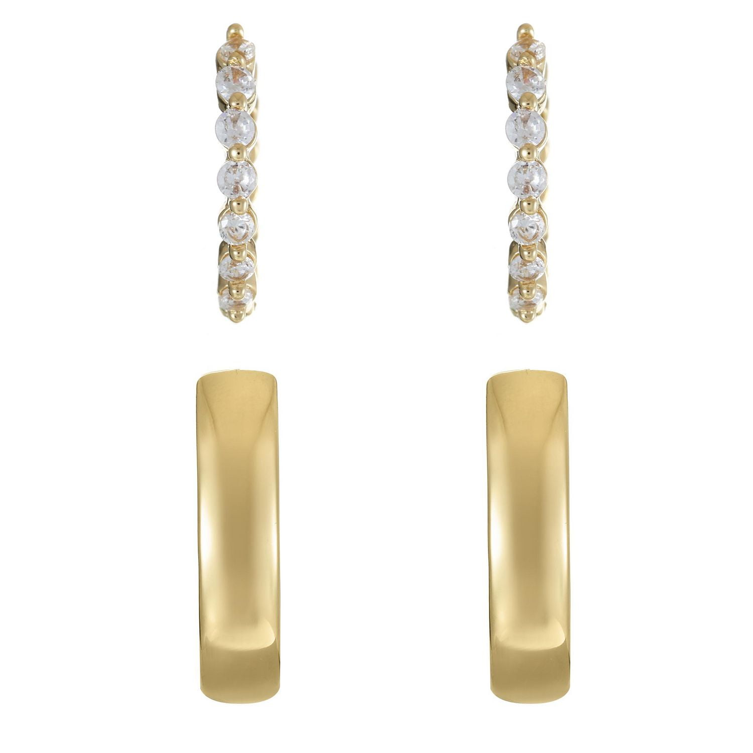 Luxury Designs Gold Plated Cubic Zirconia Duo Hoops