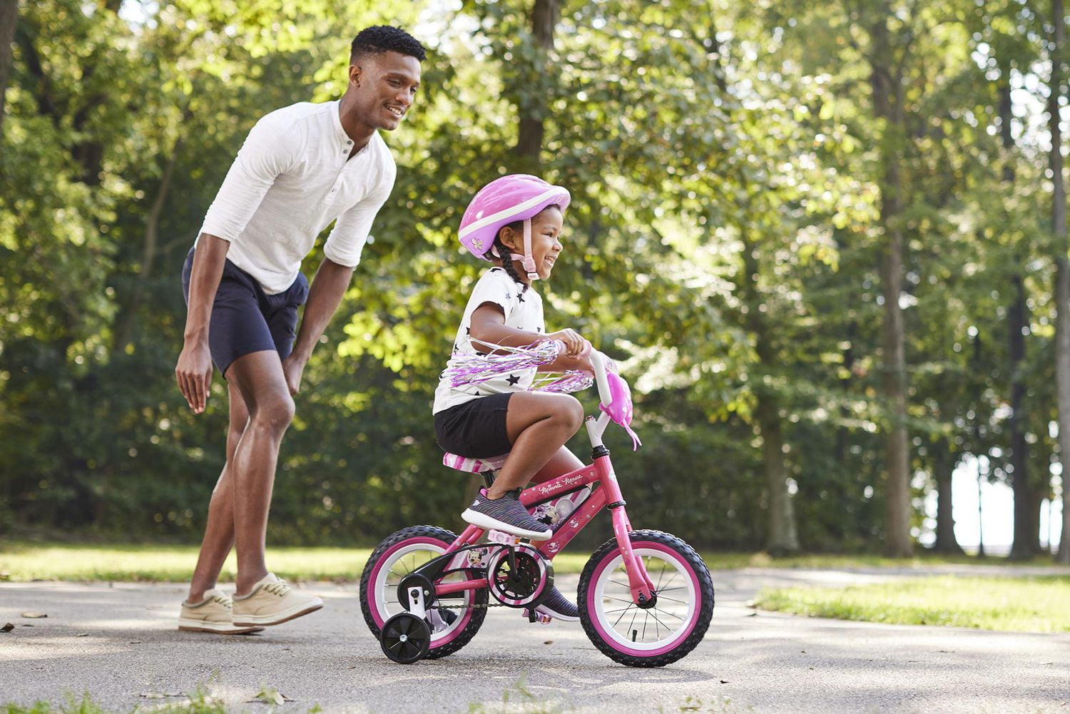 Minnie mouse bike with parent online handle