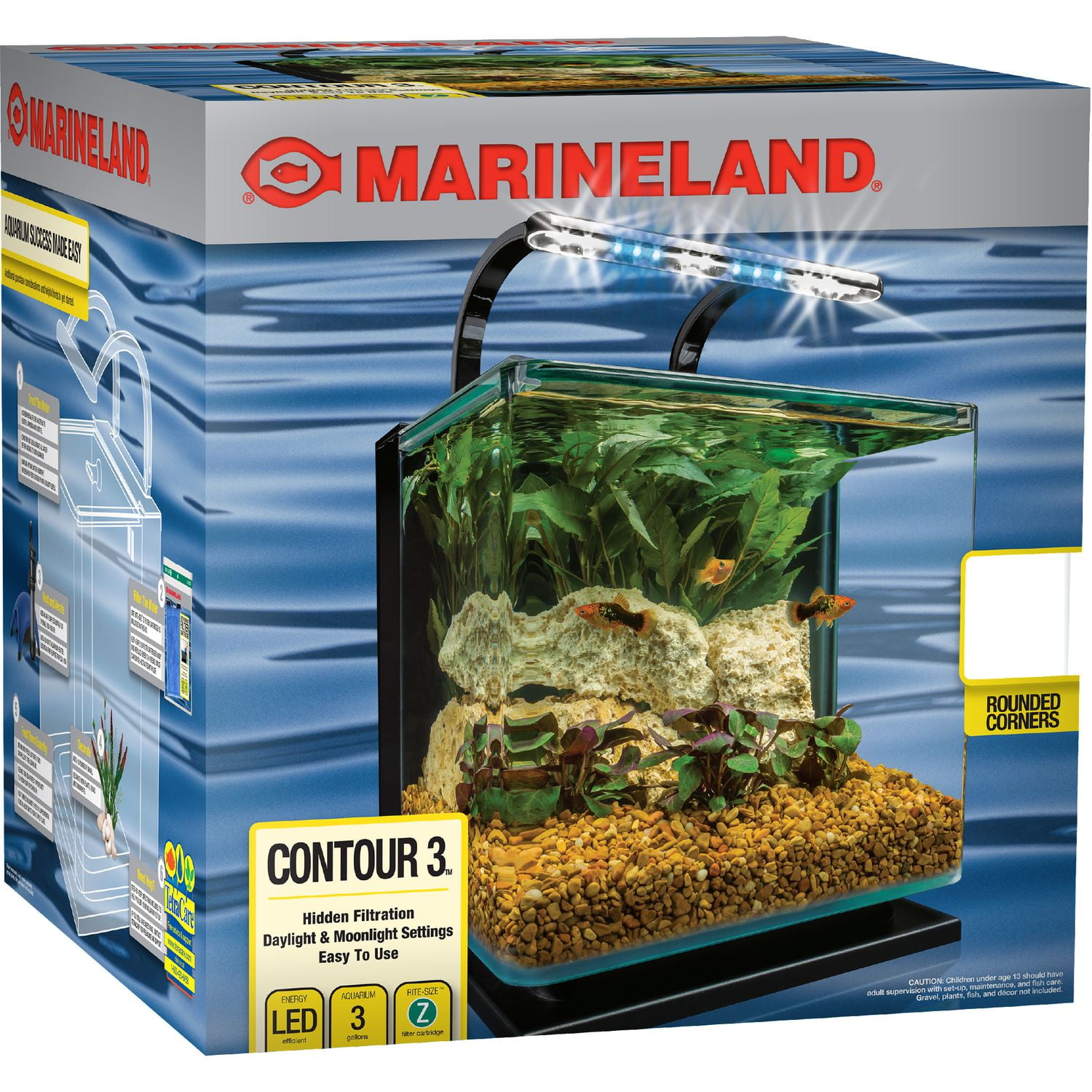 Marineland 3 GL Aquarium Kit LED Lighting Walmart