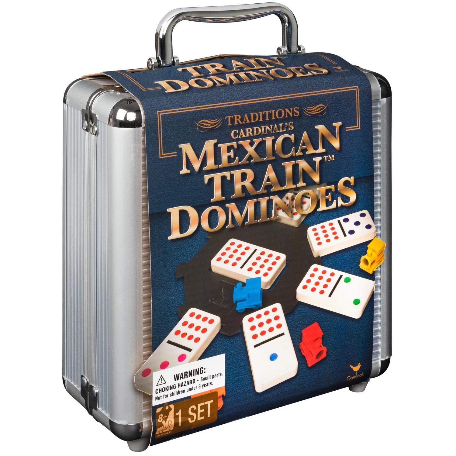 Mexican Train Dominoes Game in Aluminum Carry Case, for Families