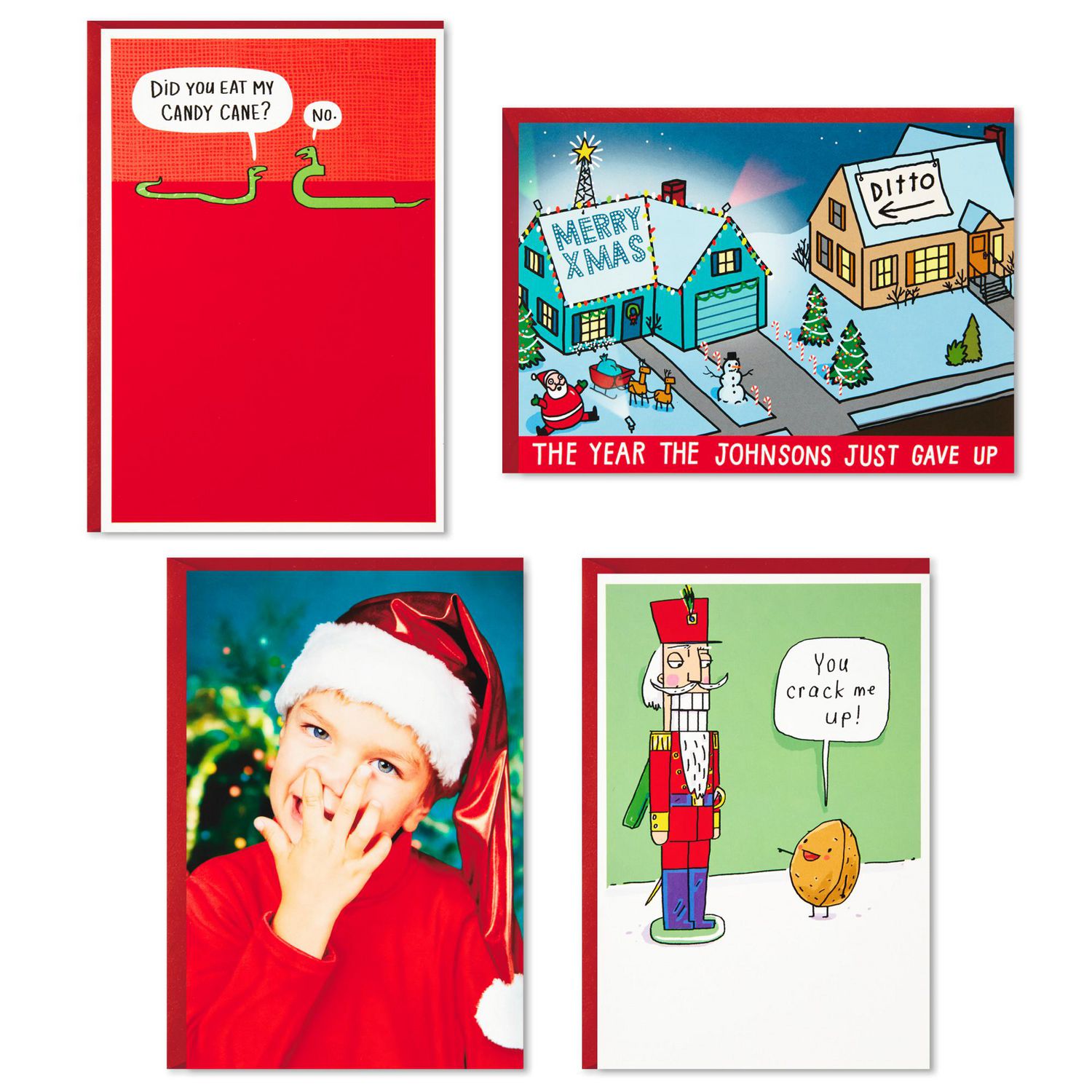 Lot of 2 Hallmark Shoebox Christmas Friendship Greeting Cards W Envelopes 
