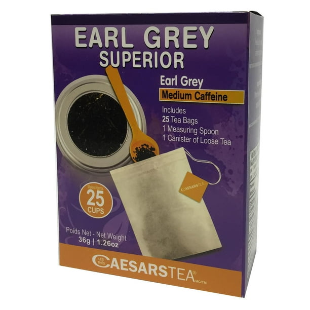 Thé supérieur Earl Grey de Caesars Tea 25 sachets, 36 g