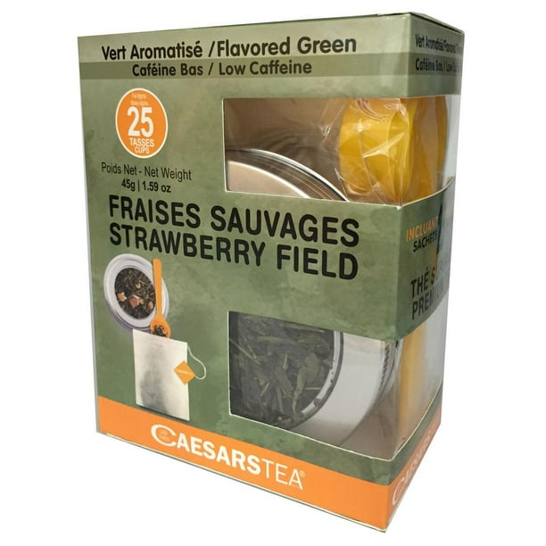 Thé vert arômatisé supérieur aux fraises sauvages de Caesars Tea 25 sachets, 45 g