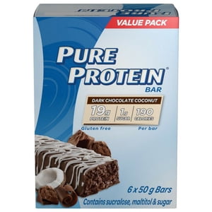 Pure Protein Chocolat noir noix de coco 6x50G Paquet de valeur