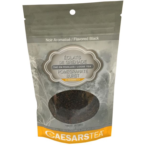 Thé noir arômatisé en feuilles à l'éclats de grenade de Caesars Tea 60 g