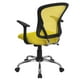 Chaise de travail pivotante en maille jaune à dossier mi-hauteur avec base chromée et appuis-bras – image 7 sur 9