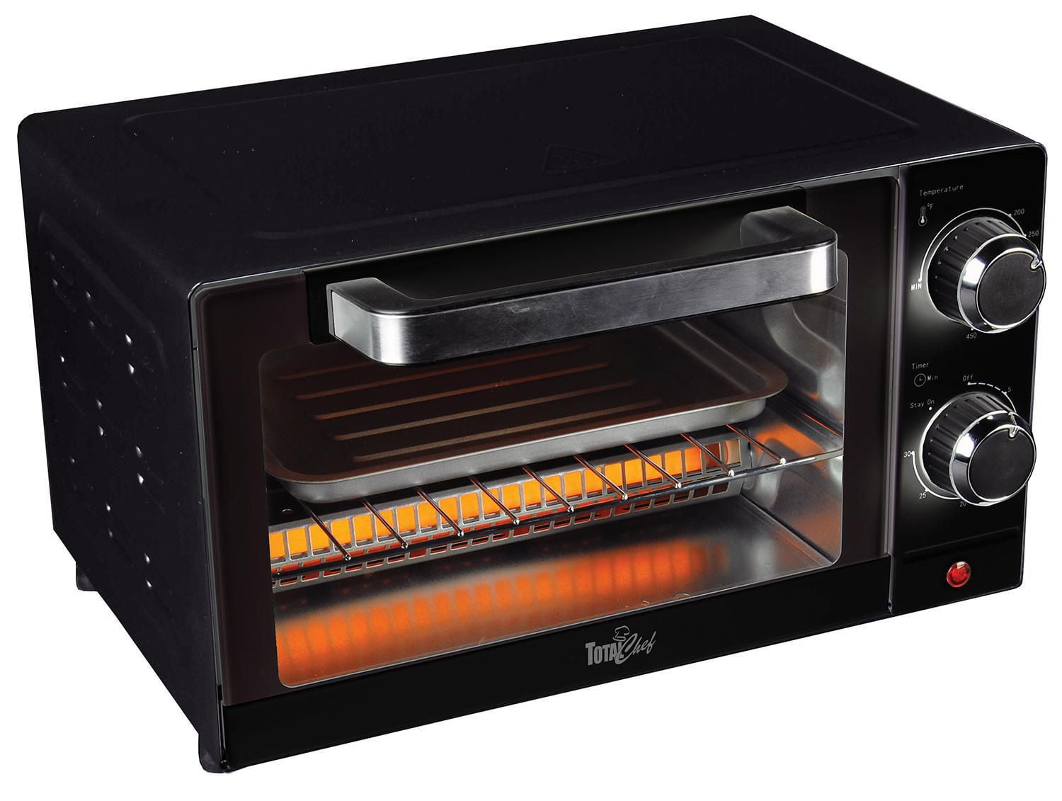 Total Chef 4Slice Toaster Oven with Timer and Temperature Control