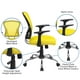 Chaise de travail pivotante en maille jaune à dossier mi-hauteur avec base chromée et appuis-bras – image 5 sur 9