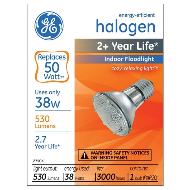 Halogène éconergétique PAR20 GE 38 W – paquet de 1