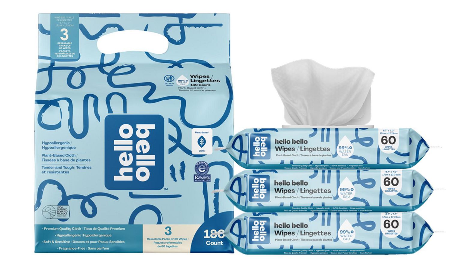 Hello Bello™ Baby Wipes 180 ct, Super Soft and Super Strong