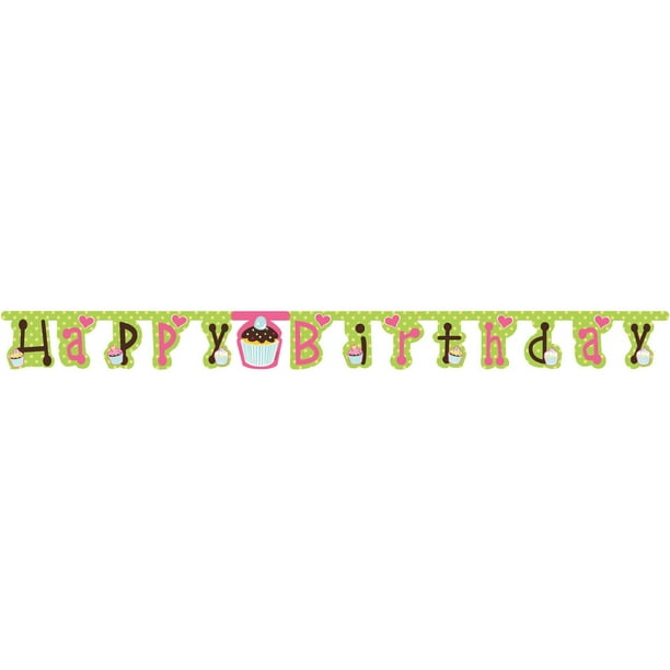 Bannière « Happy Birthday » au thème de petits gâteaux de Creative Converting
