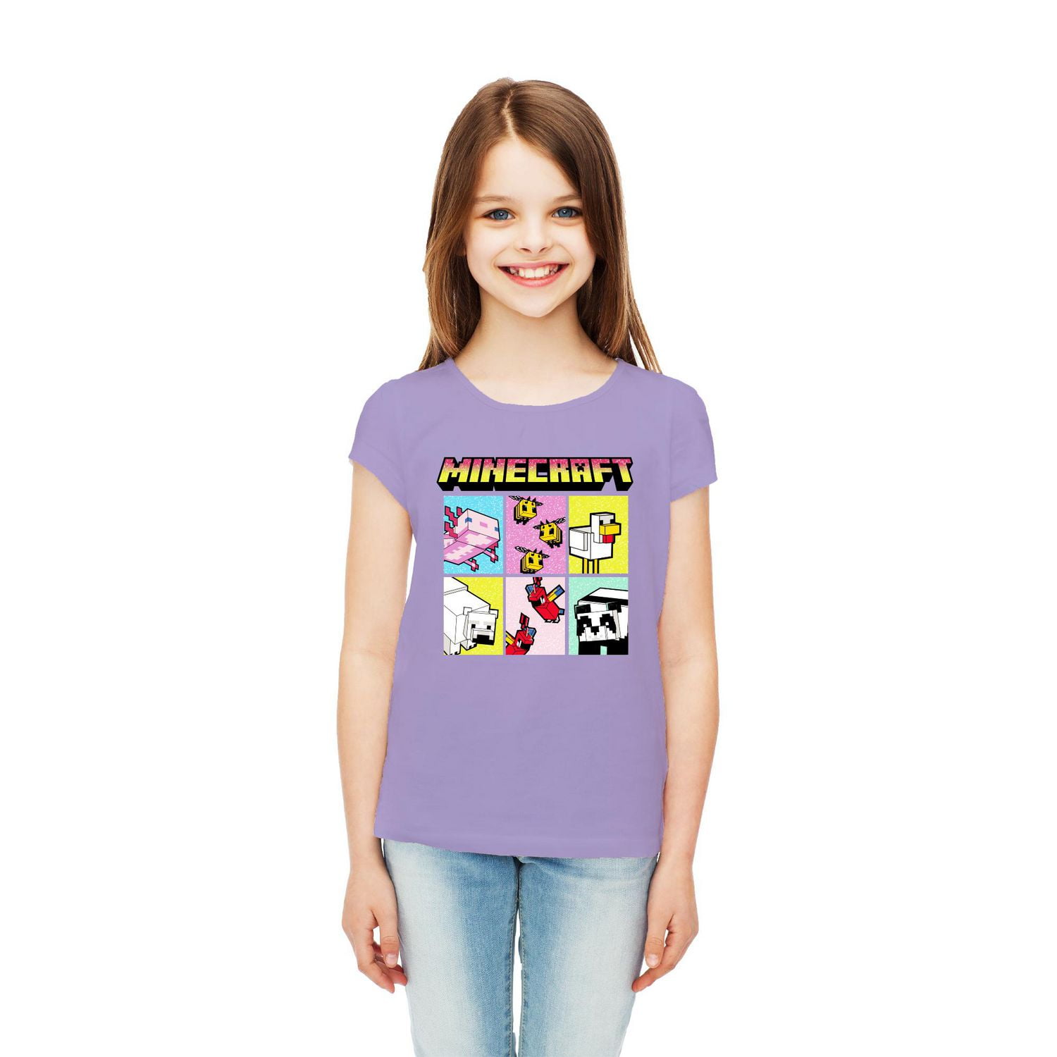 Girls Minecraft Animal Block Short Sleeve T-Shirt