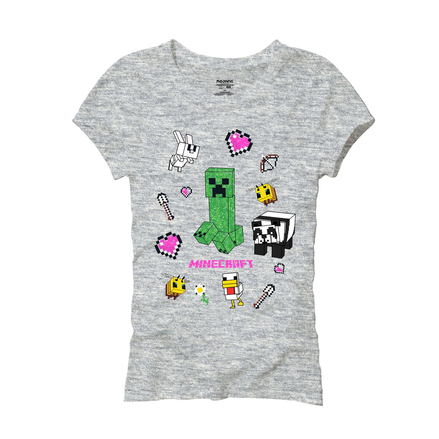Girls Minecraft Icon Scatter Short Sleeve T-Shirt