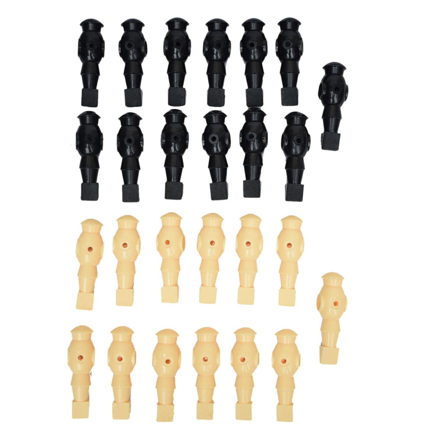 Replacement Foosball Men with Hardware Set of 22 Black and White